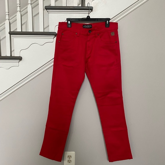 Men's Casual Jeans Pants Red - Size 32 NEW - Picture 2 of 8